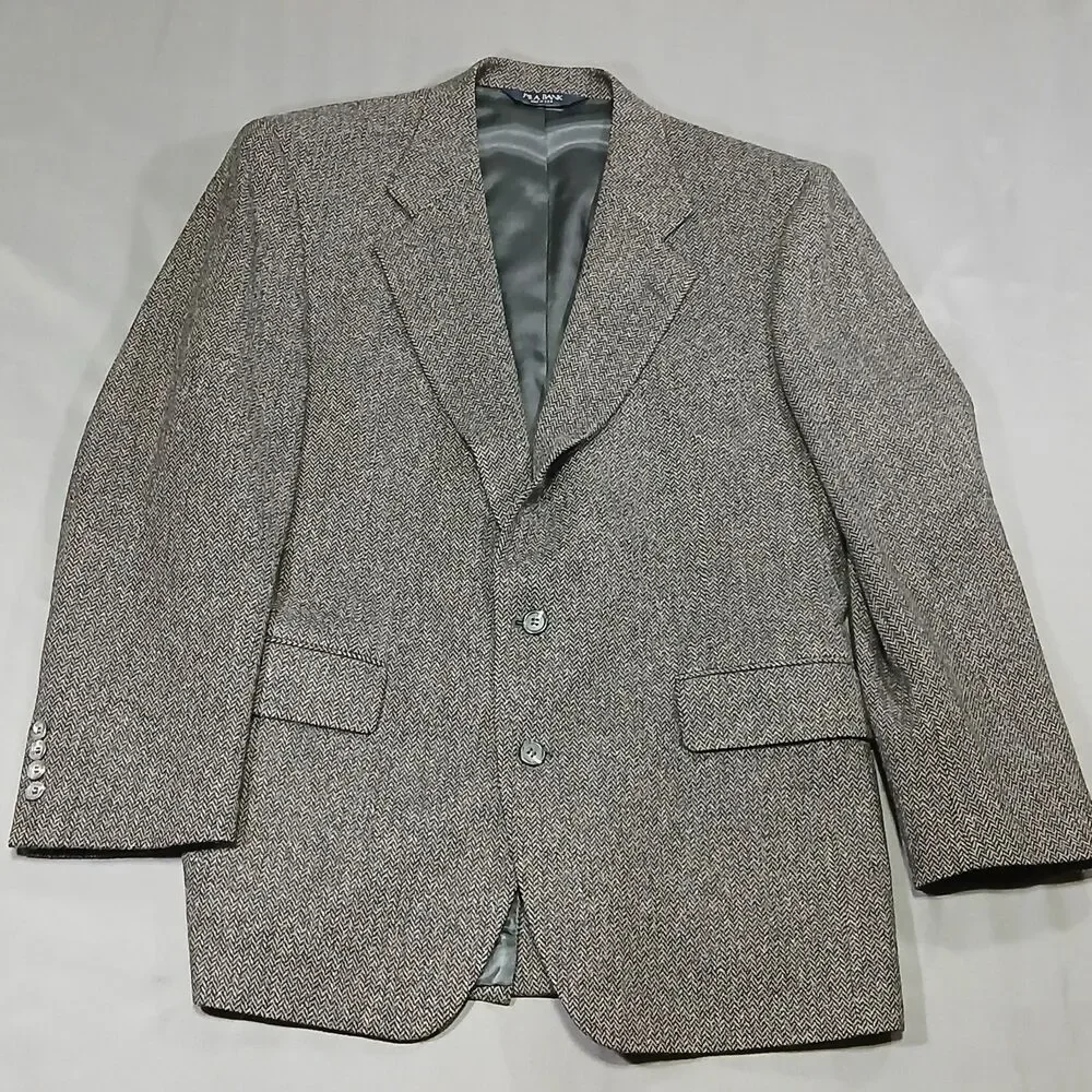 Vtg Jos A Bank Mens 41R 41 Regular Flecked Tweed Wool Sport Coat Dark Academia